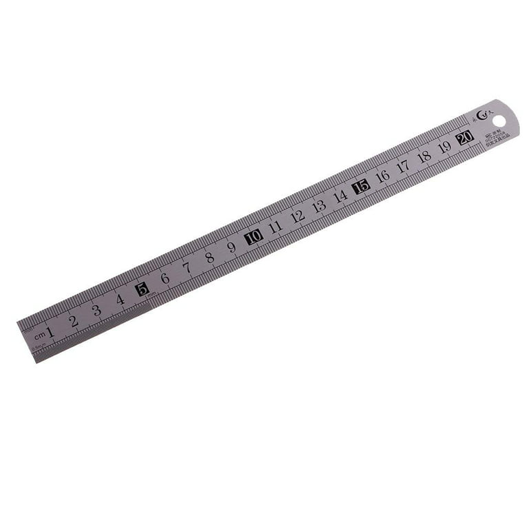 Dual Side Stainless Steel Straight Ruler English/Metric Ruler , Sliver, 20cm, Size: 20 cm, Brown