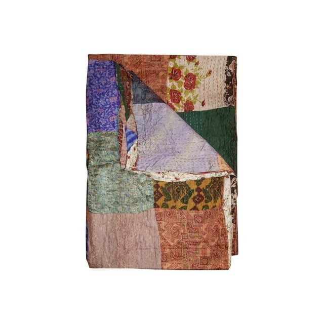 JETÉ EN SOIE RÉTRO KANTHA 60"X90"