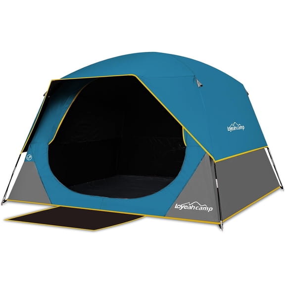 4 Person Dark Blue Blackout Waterproof Dome Camping Tent with Rainfly