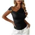 thumbnail image 2 of Pounoo Womens One Shoulder Tops Asymmetrical Solid Color Blouses Casual Slim Fit Lightweight Soft Comfy Party Wear Shirts Gift, 2 of 7