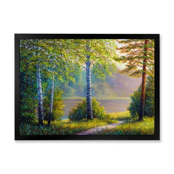 Designart 'Subtle Sunset Light Through The Trees I' Traditional Framed Art Print