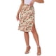 thumbnail image 4 of Faldas midi florales para mujer Inspire Chic, con volantes, cintura alta, fluida, en línea A, con abertura, longitud a la rodilla, color beige, 4 of 6