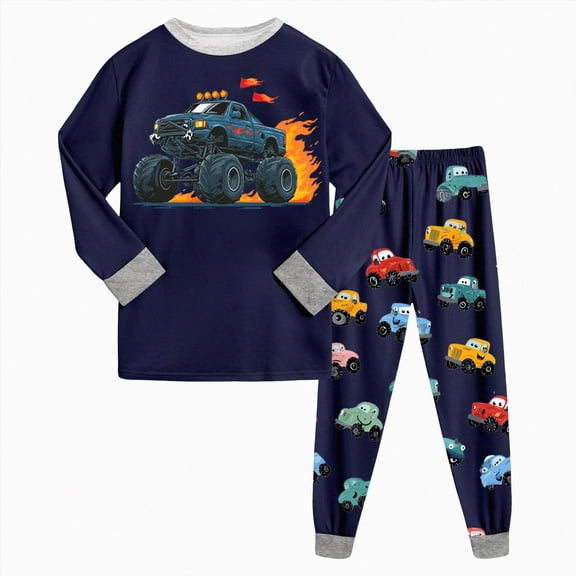 Paguaki Boys Pajama Kids Long Sleeve Pajamas Set Soft Clothes Sleepwear