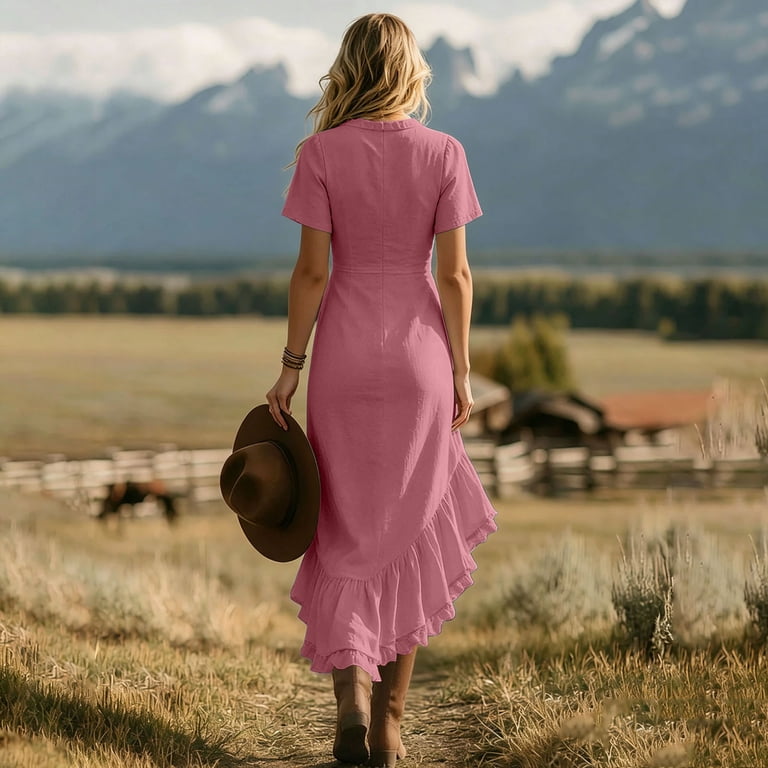 short sleeve western dress Double D Ranch Hardcore Western Woven Collared Short Sleeve A-Line Dress