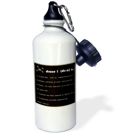 

3dRose Black and White Drone with definitions Sports Water Bottle 21oz