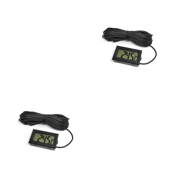 sweethay Termómetro digital con sonda Pantalla LCD de 2M Sensor de temperatura del agua del clima Medidor a prueba de agua Medidor de higrómetro para Negro 2piezas