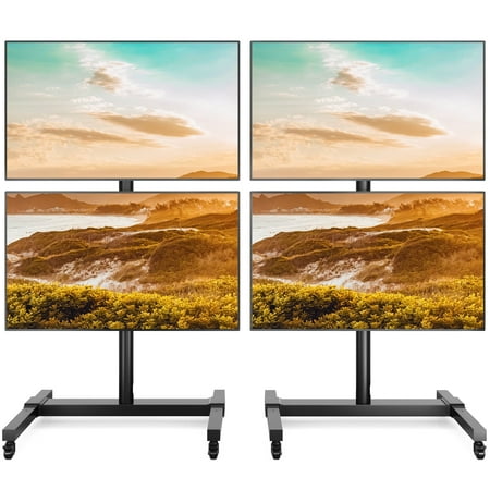 Modern Black Rolling TV Stand for TVs up to 55 inch 4 TV Screen