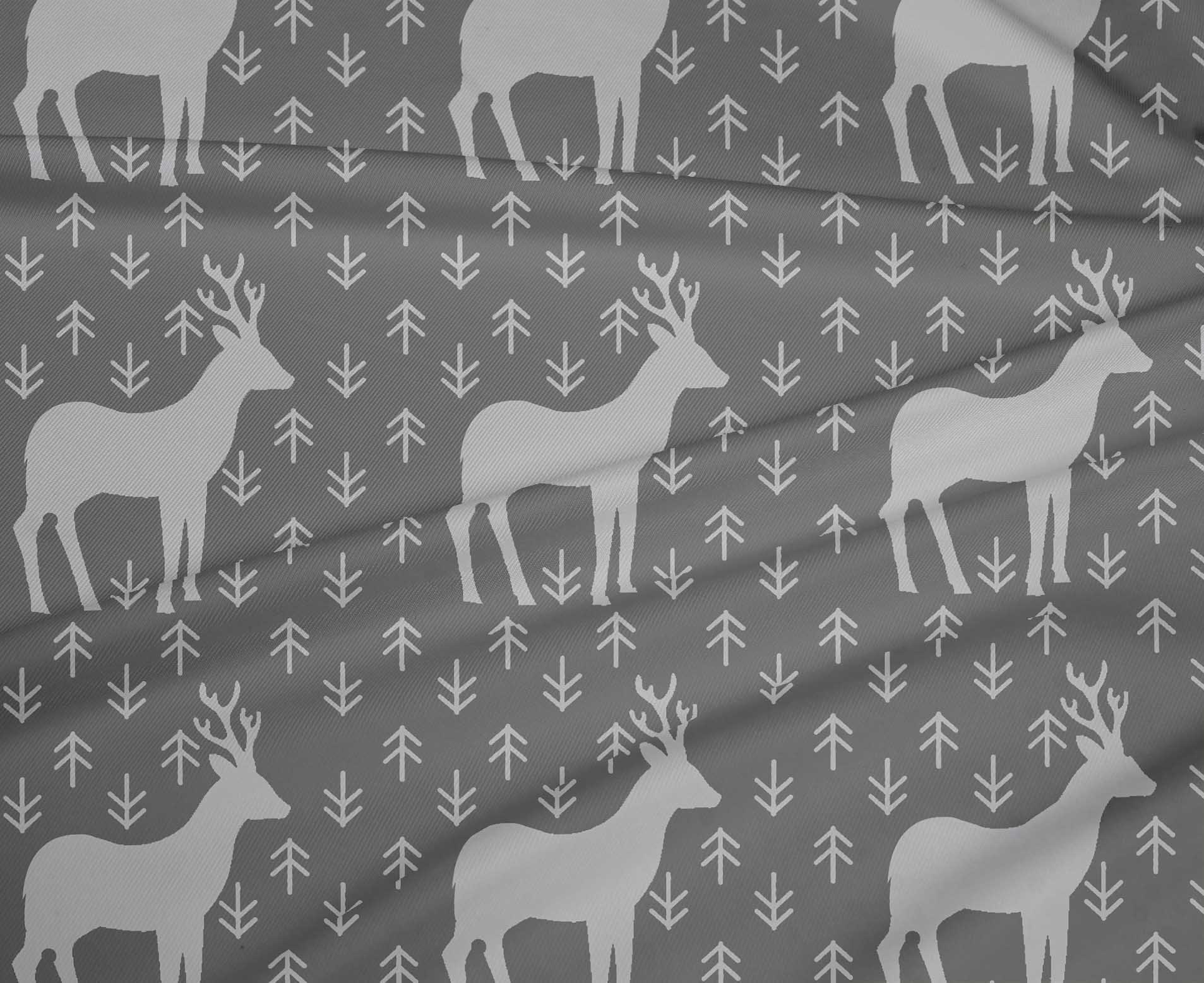 oneOone Polyester Spandex Gray Fabric Merry Christmas Sewing Craft Projects Fabric Prints By Yard 56 Inch Wide