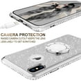 thumbnail image 3 of Cute IPhone Xs Case, Cute IPhone X Case, Glitter Luxury Bling Diamond Rhinestone Bumper with Ring Grip Kickstand Protective Thin Girly Pink IPhone Xs Case/iPhone X Case for Women Girl - Silver, 3 of 6