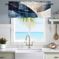 thumbnail image 2 of Kitchen Valances for Window, Blue Beige Black Lines Light Filtering Rod Pocket Valance Curtain, Abstract Geometric Short Curtains Window Topper for Bedroom Bathroom Living Room 42x18in, 2 of 9