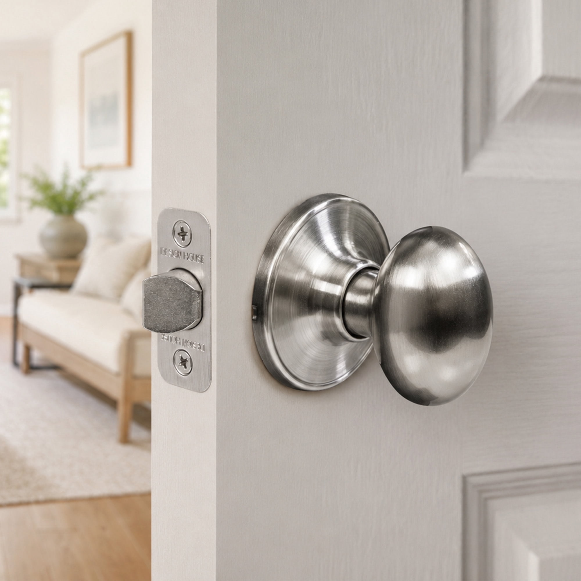 Satin Nickel Egg Passage Door Knob, Hall and Closet, Left and Right Hand, ANSI Grade 3, UL Listed