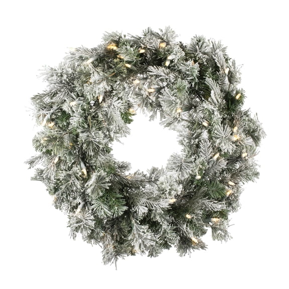 Pemberly Row 48" Artificial Christmas Wreath in Flocked White/Green