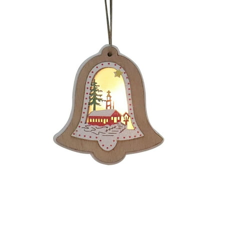 

Christmas Luminous Wooden Pendant With Lghts Christmas Tree Pendant Christmas Gift