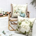 thumbnail image 6 of Autumn Throw Pillow Covers Blue Watercolor Pumpkin Decorative Pillow Covers 16x16 Thanksgiving Harvest Decorations Pillow Case for Living Room Home Decor Outdoot Set of 2, 6 of 6