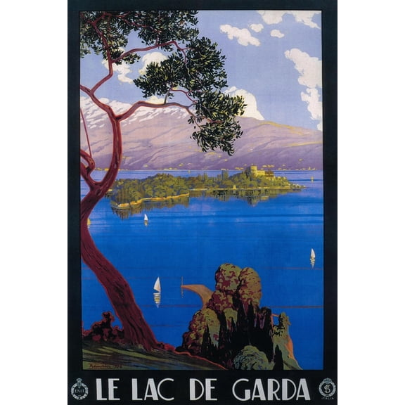 Art.com Italy - Lake Garda Travel Promotional Poster Art Print by Lantern Press, 12" x 18"