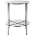 thumbnail image 3 of 20 inch Round Side Table with White Faux Marble and Chrome Legs, 3 of 5