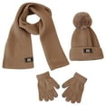 thumbnail image 2 of NAISIBABY Boys Girls Beanie Hat Scarf Gloves Set, Solid Color Knit Thickening Comfy Kids Winter Outdoor Keep Warm 3 Pieces Set Khaki Free Size, 2 of 6