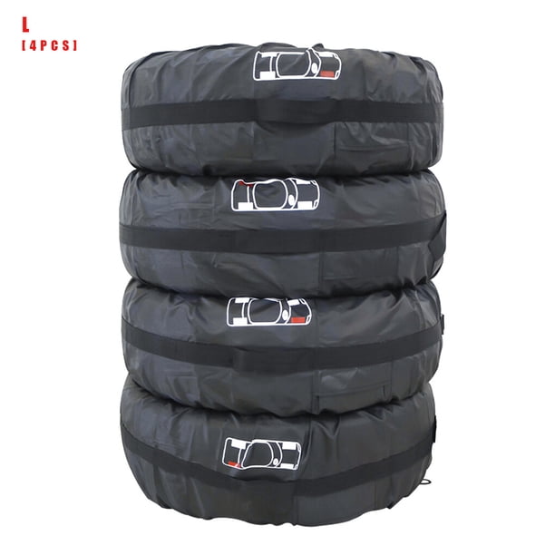 Kenally Bolsa de almacenamiento de neumáticos portátil a prueba de polvo con rueda Ajustable de tela Oxford para neumáticos de coche Vehículos, repuestos y accesorios Mis signo rojo banda negra L