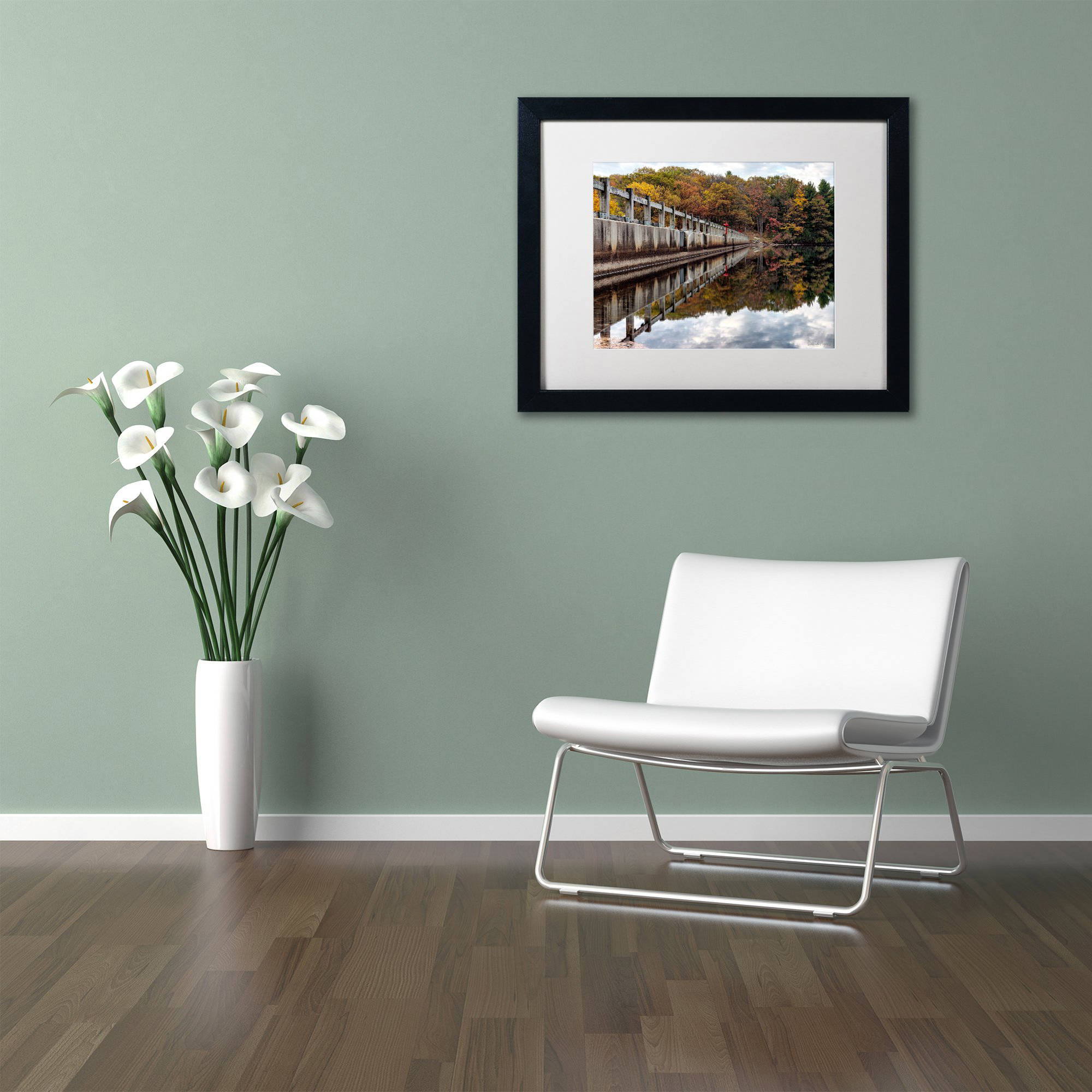 Trademark Fine Art "New York in Fall" Canvas Art by David Ayash White Matte, Black Frame