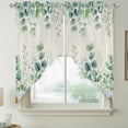 thumbnail image 2 of Green Eucalyptus Leaves Swag Valances for Windows 2 Pack, Kitchen Window Curtains 36 Inch Length, Daisy Summer Botanical Watercolor Privacy Swag Curtains for Living Room/Bathroom 36"x36", 2 of 8