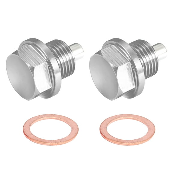 Unique Bargains 2 Set M16x1.5 Oil Drain Plug Magnetic Aluminum Alloy with 2 Washer for Car Motorcycle Silver Tone