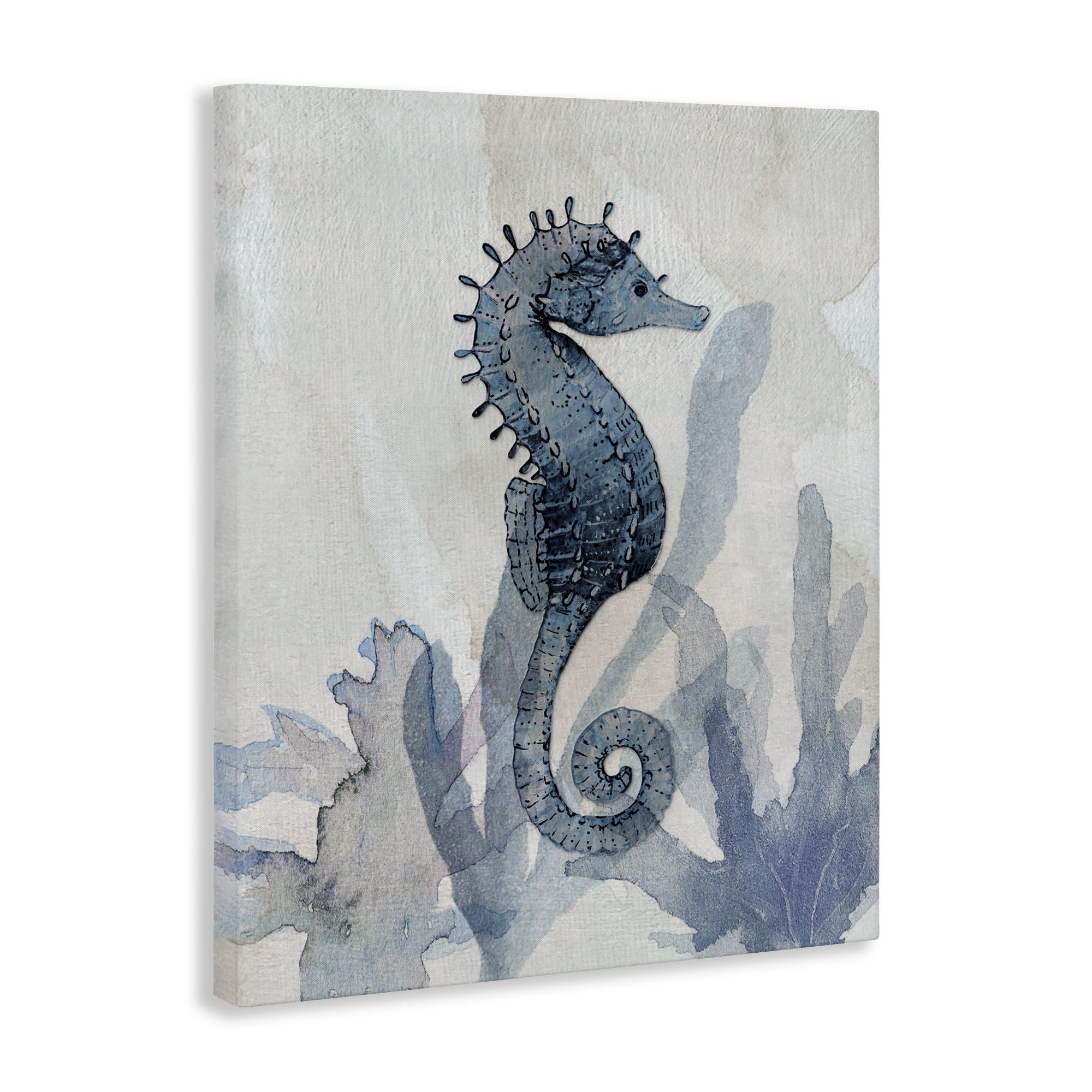 Stupell Industries Seahorse & Seaweed Impressions Canvas Wall Art, design by Susan Jill