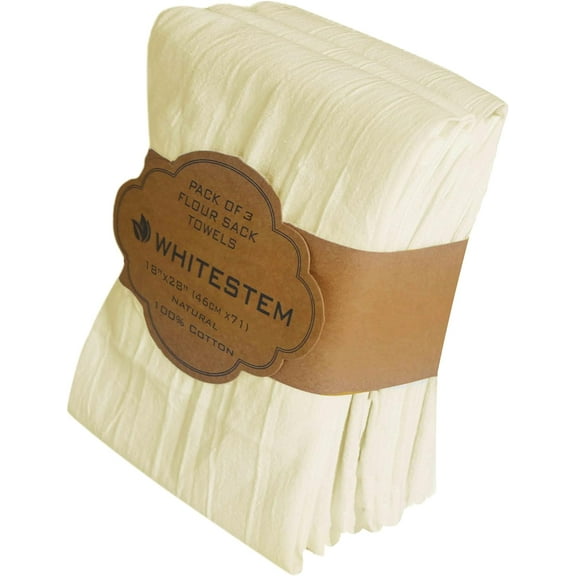 Flour Sack Towels | Tea Towel for Crafts| Kitchen | Dish | Cotton Blank Towel for Embroidery| Baking Bread Proofing Linen Cover| Thick Absorbent Quick Dry | 3 Pack 18"x28" Natural