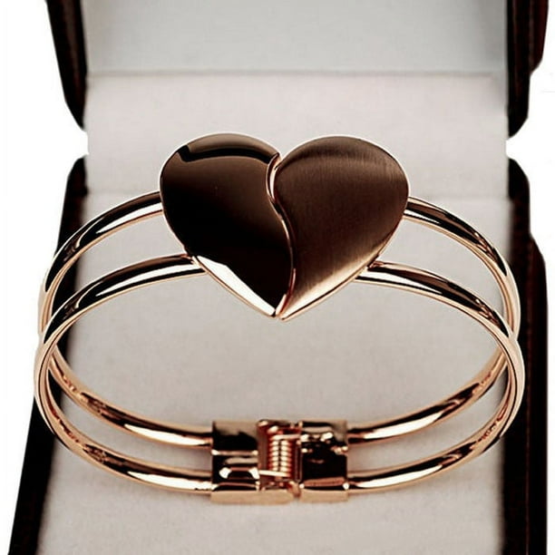 Brazalete para mujer, regalos para mujer, nueva moda, elegante brazalete con forma de corazón, brazalete, brazalete, regalo brillante, pulsera