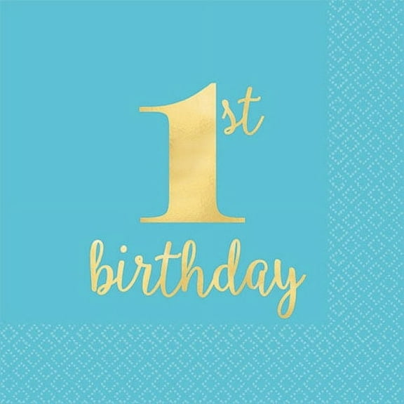 1st Birthday 'Blue and Gold' Premium Small Napkins (16ct)