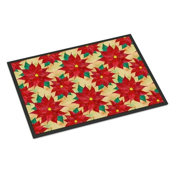 Poinsetta Christmas Indoor or Outdoor Mat, 18 x 27 in.