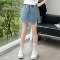 thumbnail image 4 of LYMAYTER ‌Teens Girls Children Denim Skirt Summer Stretch Waist Casual Shorts‌ 5-14Y, 4 of 8