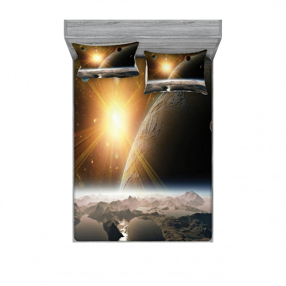 Outer Space Bedding Set with Sheet & Covers, Moons Universe View from