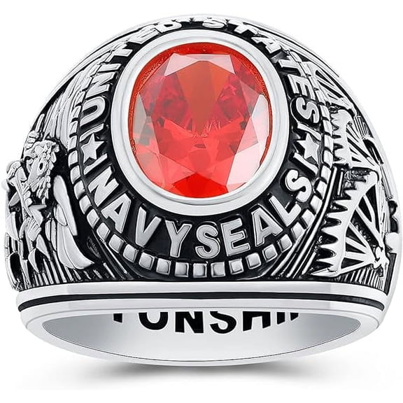 Sterling Silver Class Rings Personalized Custom Rings Class Rings for Women High School Birthstone Rings Graduation Rings Size 5-15 College Rings for Women