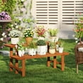 thumbnail image 3 of Spaco 2-Tier Wood Plant Stand, Ladder Plant Shelf for Patio, Garden, Backyard, Brown, 3 of 11