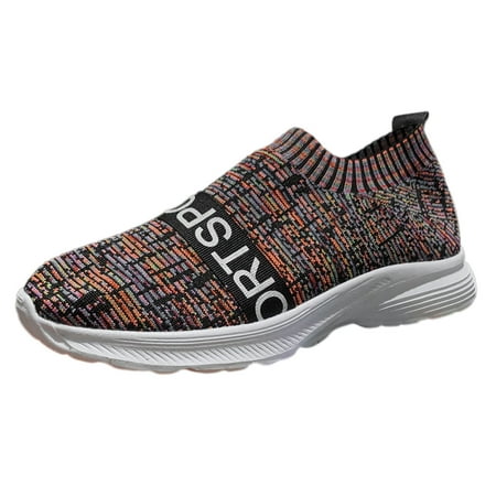 OJSFQUFP Womens Fashion Sneakers Ladies Flyweaving Mesh Sports Casual Socks Shoes Plus Size Lightweight Running Shoes Sneakers Casual Shoes Womens Dress Shoes Purple 42