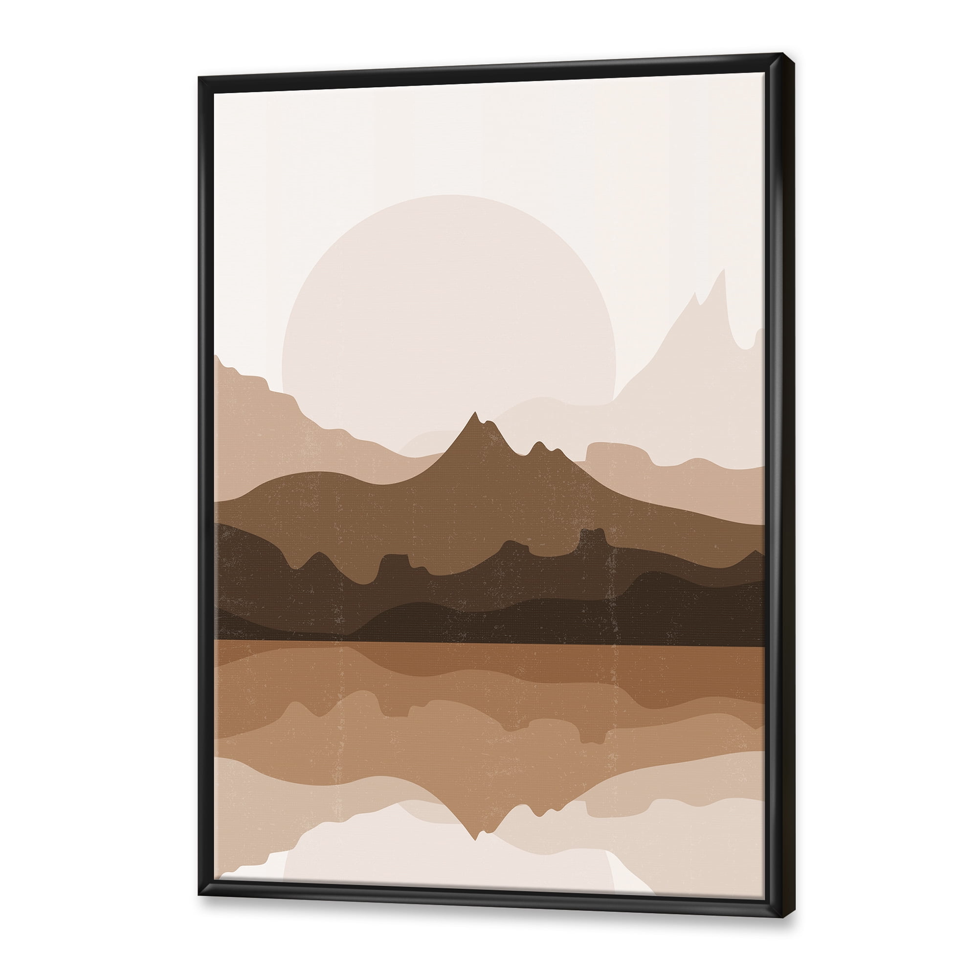 Designart 'Minimalist Brown Terracotta Landscape' Modern Framed Canvas Wall Art Print