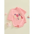 thumbnail image 3 of Suealasg Baby Girls Boys 1st Birthday Clothes Short Sleeve Crew Neck Embroidery Letters Romper Bodysuit 6 12 18 Months Newborn Summer One Piece Clothes, 3 of 7