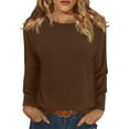 thumbnail image 2 of Long Sleeve Tops for Women T-Shirt Casual Solid Colour Tops T Shirt Round Neck Pullover Blouse, 2 of 5