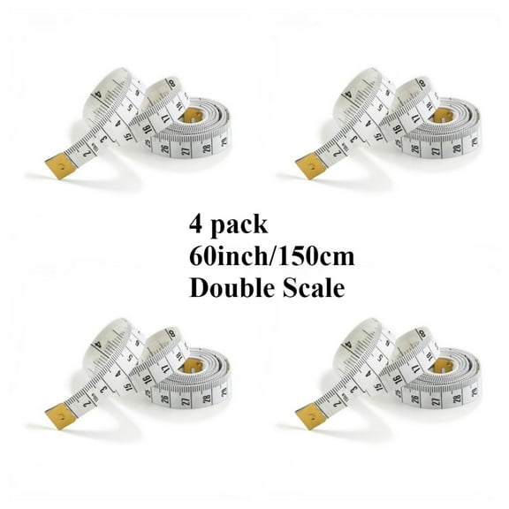 HOHAHO 4 pack Soft Flexible Tape Measure, Vinyl  Fiber Glass ,Double Scale, 60inch/150cm,for  Sewing Tailor Weight Loss Medical Body Measurement