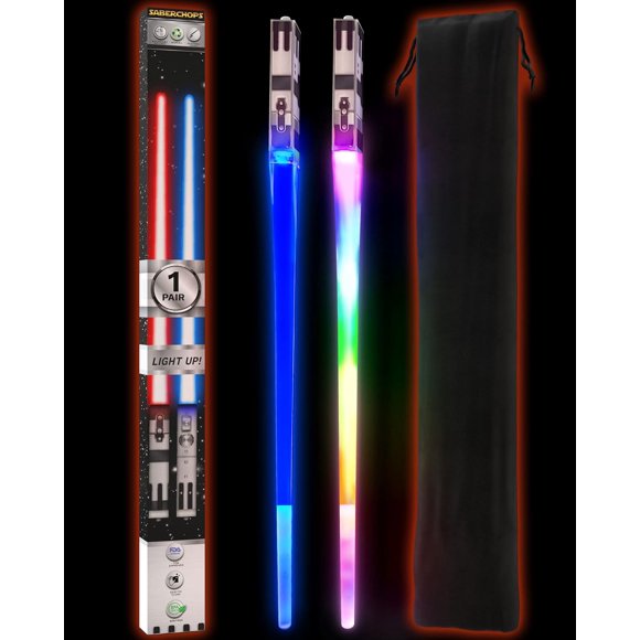 UTAH-Lightsaber Chopsticks Light Up Star Wars Chopsticks Lightsaber Cool Chopsticks Light Saber Led Chopsticks, 1 PAIR, 8 Color Modes Frost Tips Carry Case