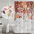 thumbnail image 5 of Fall Eucalyptus Brown Shower Curtain, Waterproof Shower Curtains for Bathroom, Thanksgiving Pumpkin Autumn Wood Grain Washable Fabric Bathtub Curtain Set Bath Decor with 12 Hooks 48"x72", 5 of 8