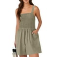 thumbnail image 4 of JULMCOMO Rompers for Women Dressy Sleeveless Wide Leg Short Jumpsuits Flowy Summer Casual Loose Adjustable Strap Overalls with Pockets Gray L, 4 of 6