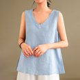 thumbnail image 2 of Annhoo Womens Cotton Linen Tank Tops V Neck Sleeveless Shirts Trendy Loose Casual Beach Vacation Solid Blouses, 2 of 9