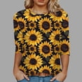 thumbnail image 4 of Towmus Women's Blouses 3/4 Sleeve Summer Tops Crew Neck Womens Trendy Tops Summer Print Shirts Elbow Length Women Tshirts Loose Fit, 4 of 4