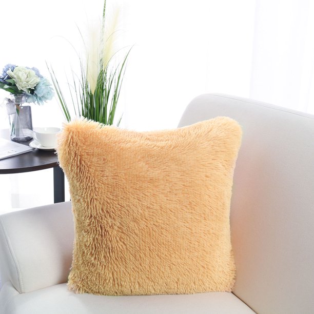 PiccoCasa Soft Fuzzy Faux Fur Throw Pillow Covers Long Shaggy Cushion