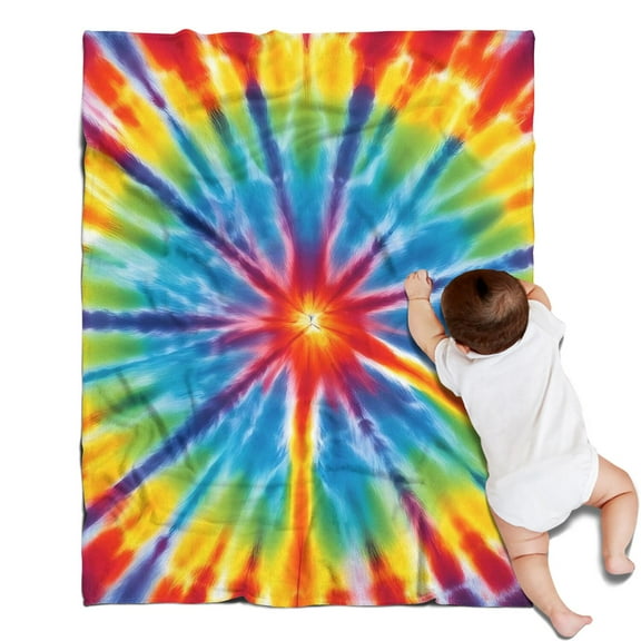 Colorful Rainbow Tie Dye Spiral Pattern Blanket,Comfortable Soft Flannel Throw Blanket,All Season,Warm Lightweight Blankets for Sofa Bed Couch Living Room Chair,30"x40"