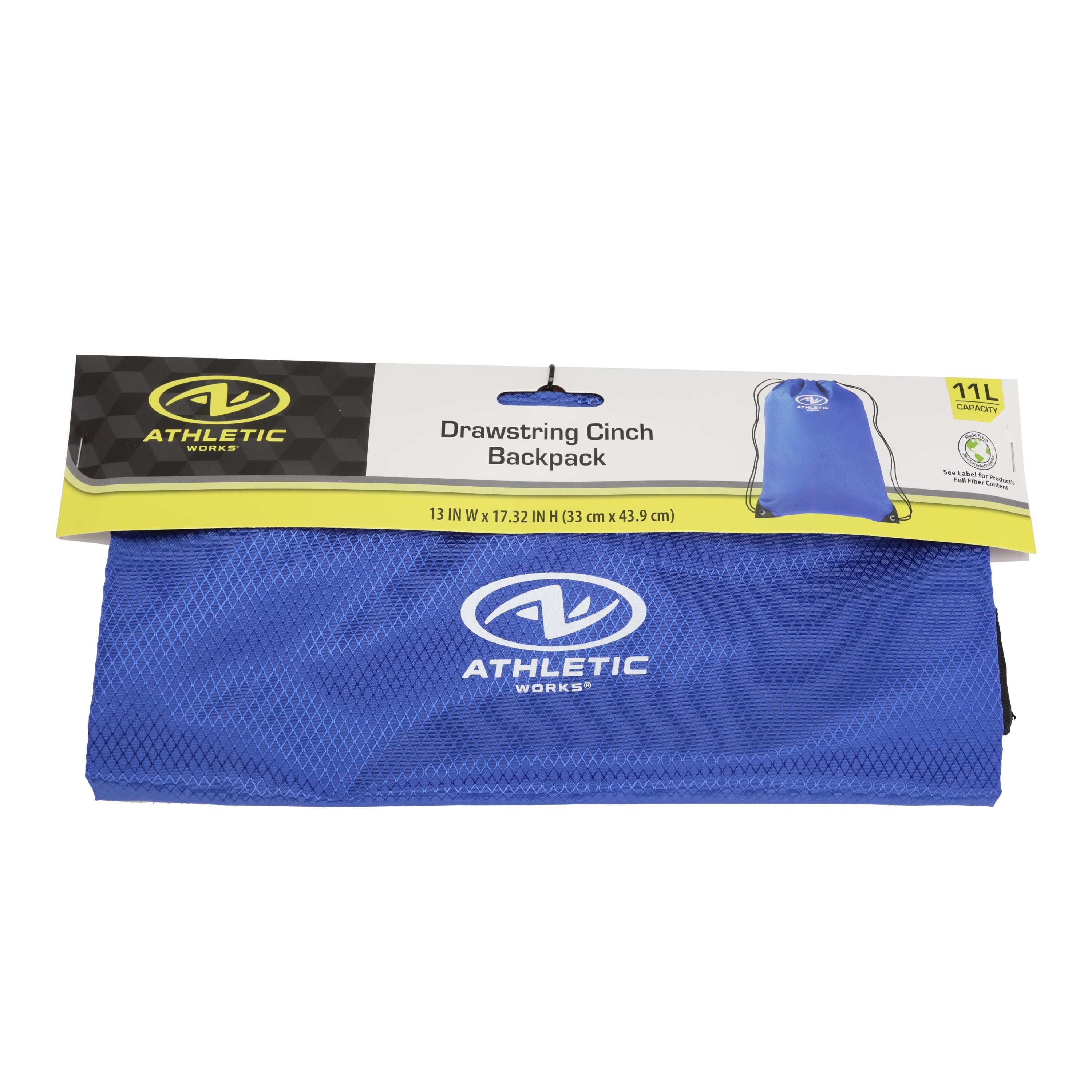 Athletic Works 11L Adult Unisex Polyester Fitness Gym Cinch Sack, Blue