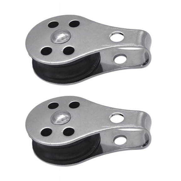 ZPAQI 2x Stainless Steel Pulley Single/Double Wheel Swivel Lifting Rope Pulley Set