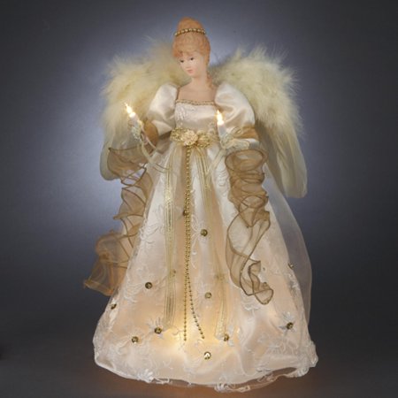 16 Pre Lit Ivory And Gold Angel Christmas Tree Topper Clear Lights