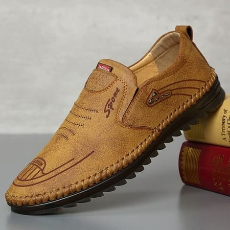 

Men‘s Cowhide Breathable Soft Loafers Khaki/Black